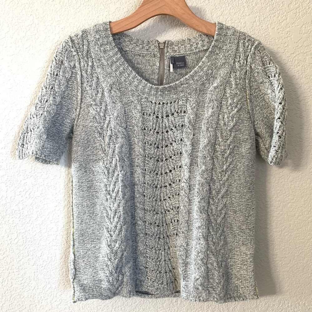 Sparkle & Fade Short Sleeve Glitter Sweater Sz L